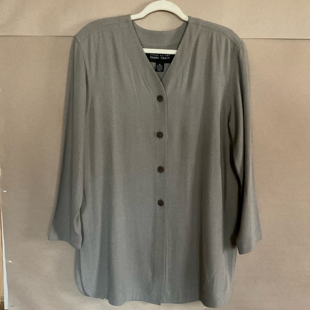 Linda Allard/Ellen Tracy wool blend Button-Down Women's Shirt. Tunic. Size 10